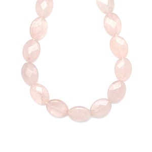 Rózsakvarc fazettált ovális 12x16mm ékszerkészítő alapanyag (füzér), Kellékek & szerszámok, Ásvány alapanyag, Ásványfüzér, , MESKA