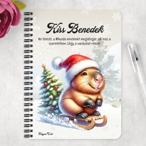Személyre szabható - Vidám szánkós capybara mintás A6-os füzet - otthon & életmód - papír, írószer - jegyzetfüzet & napló - Meska.hu