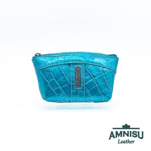 Türkizkék lakk krokkómintás egy cipzáras egyenes swarovski köves kulcstartó E6020 -  - Meska.hu