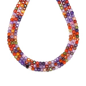 Cirkon fazettált mix kocka 3x3mm  ékszerkészítő alapanyag (füzér), Kellékek & szerszámok, Ásvány alapanyag, Ásványfüzér, , MESKA