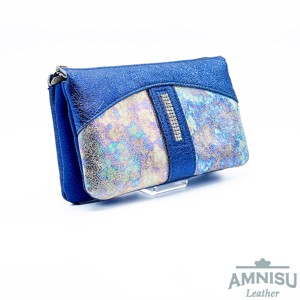 Metál királykék - hologramos egyenes swarovski köves női bőr pénztárca G6018-3009 - Meska.hu