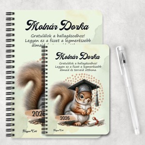 Személyre szabható - 2026 Ballagás - Mókus mintás A5-ös füzet - otthon & életmód - papír, írószer - jegyzetfüzet & napló - Meska.hu