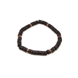 Bazalt ásvány karkötő bronz korong köztessel 67 mm, Ékszer, Karkötő, Ásványkarkötő, , MESKA