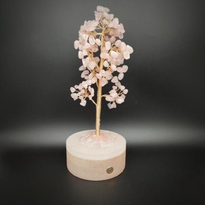 Fa lámpa Rózsakvarc elemes 20cm, Otthon & Életmód, Dekoráció, Asztal és polc dekoráció, Gyöngyfa, ásványfa, , MESKA