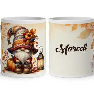 Névvel kérhető - Cuki őszi manó mintás bögre - Meska.hu