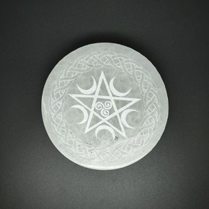 Szelenit korong kelta pentagram 14cm, Kellékek & szerszámok, Ásvány alapanyag, Szelenit korong, , MESKA