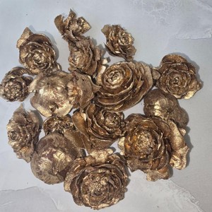 Cédrus rózsa - metál arany 5 dkg, Kellékek & szerszámok, Dekorációs kellékek, Termések, terméscsomagok, , MESKA