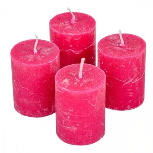 Rusztikus gyertya 40 x 50 mm - ciklámen szett, Kellékek & szerszámok, Vegyes alapanyag, Dekorációs gyertya, , MESKA