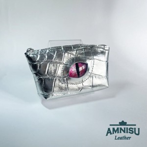 Ezüst krokkómintás egy cipzáras kulcstartó sárkány szemmel F1002, Táska & Tok, Kulcstartó & Táskadísz, Kulcstartó, , MESKA