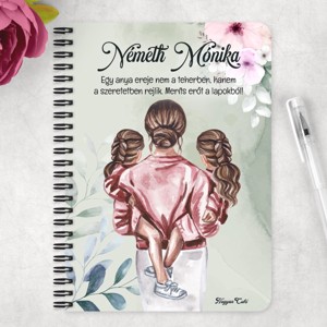 Személyre szabható - Anya és a Lánykái mintás A5-ös füzet - otthon & életmód - papír, írószer - jegyzetfüzet & napló - Meska.hu