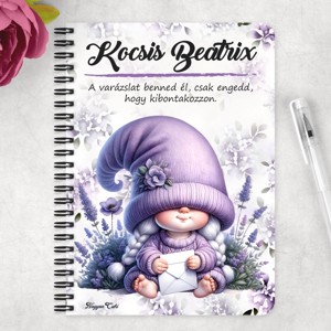 Személyre szabható - Cuki levendulás manólány levéllel mintás A6-os füzet - otthon & életmód - papír, írószer - jegyzetfüzet & napló - Meska.hu