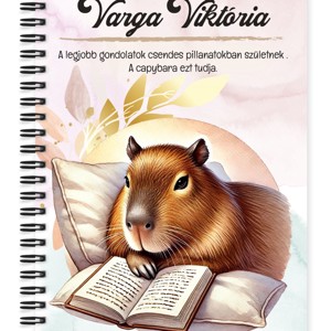 Személyre szabható - Könyvmoly capybara mintás A5-ös füzet, Otthon & Életmód, Papír, írószer, Jegyzetfüzet & Napló, , MESKA
