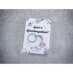 Leszel a Keresztanyukám rózsaszín angyal medálos kulcstartó - táska & tok - kulcstartó & táskadísz - kulcstartó - Meska.hu