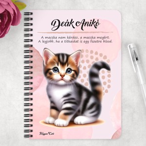 Személyre szabható - Tündéri cirmos cicus mintás A6-os füzet - otthon & életmód - papír, írószer - jegyzetfüzet & napló - Meska.hu
