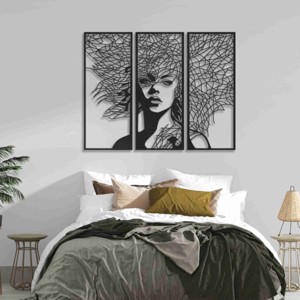 3 részes modern fa arc falikép  minimalista lakásdekoráció -  - Meska.hu