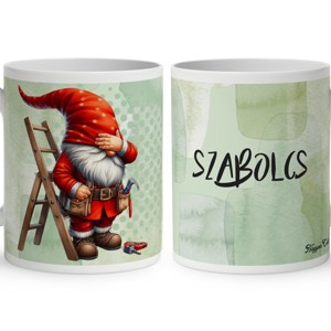 Névvel kérhető - Atyaég - Létrás Ezermester manó mintás bögre, Otthon & Életmód, Konyhafelszerelés, tálalás, Tálalás, Bögre & Csésze, , MESKA