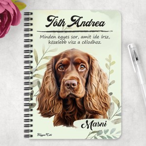 Személyre szabható - Barna Amerikai cocker spániel portré mintás A5-ös füzet - otthon & életmód - papír, írószer - jegyzetfüzet & napló - Meska.hu
