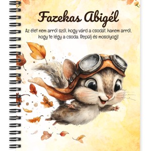 Személyre szabható - Cuki őszi repülő mókus mintás A5-ös füzet, Otthon & Életmód, Papír, írószer, Jegyzetfüzet & Napló, , MESKA