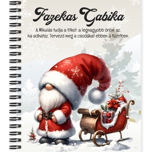 Személyre szabható - Karácsonyi manó és a szánkó mintás A6-os füzet, Otthon & Életmód, Papír, írószer, Jegyzetfüzet & Napló, , MESKA