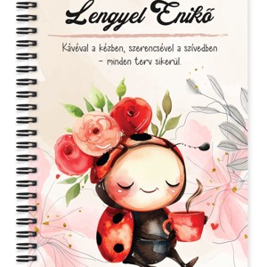 Személyre szabható - Kávézós katicabogár mintás A5-ös füzet, Otthon & Életmód, Papír, írószer, Jegyzetfüzet & Napló, , MESKA