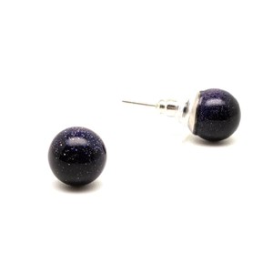 Fülbevaló golyó kék goldstone 8mm, Ékszer, Fülbevaló, Pötty fülbevaló, , MESKA