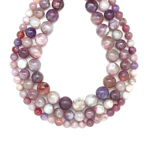 Lepidolit Pink Turmalinnal golyó 10-11mm ékszerkészítő alapanyag (füzér), Kellékek & szerszámok, Ásvány alapanyag, Ásványfüzér, , MESKA