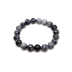 Obszidián hópehely golyó karkötő 10-11mm, Ékszer, Karkötő, Ásványkarkötő, , MESKA