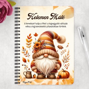 Személyre szabható - Aranyos őszi manó mintás A5-ös füzet - otthon & életmód - papír, írószer - jegyzetfüzet & napló - Meska.hu