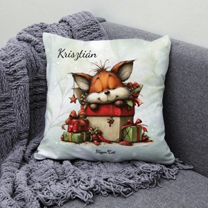 Névvel kérhető - Cuki karácsonyi róka és az ajándékok mintás párna - otthon & életmód - lakástextil - párna & párnahuzat - díszpárna (belsővel együtt) - Meska.hu