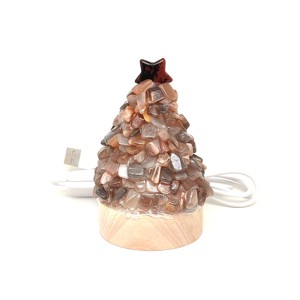 Holdkő karácsonyfa ásvány hangulatlámpa fa talppal 10x6 cm - Meska.hu