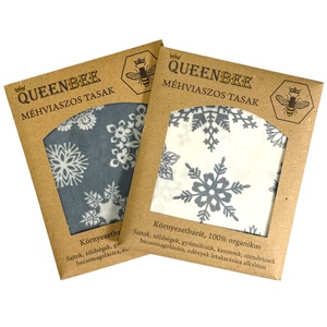 Méhviaszos tasak 3 méretben (Szürke-Fehér Hópelyhes) - táska & tok - uzsonna- & ebéd tartó - szendvics csomagoló - Meska.hu