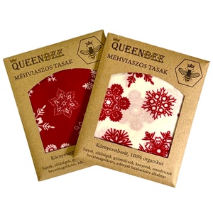 Méhviaszos tasak 3 méretben (Fehér-Piros Hópelyhes) - táska & tok - uzsonna- & ebéd tartó - szendvics csomagoló - Meska.hu