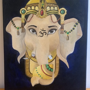 Ganesha Olajfestmény 40x50, Művészet, Festmény, Olajfestmény, Festészet, MESKA