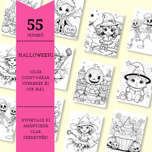Halloween cuki színező gyerekeknek - otthon & életmód - dekoráció - halloween - halloweeni meghívó, képeslap, ajándékkísérő - Meska.hu