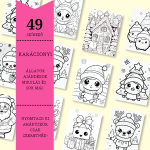 Karácsonyi cuki színező gyerekeknek - játék & sport - készségfejlesztő és logikai játék - szín és formaválogató játékok - Meska.hu