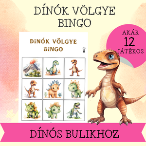 Dínók völgye BINGO gyerekeknek, Játék & Sport, Táblajáték és Kártyajáték, Bingó, Fotó, grafika, rajz, illusztráció, MESKA