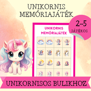 Unikornis memóriajáték gyerekeknek, Játék & Sport, Készségfejlesztő és Logikai játék, Memória játékok, Fotó, grafika, rajz, illusztráció, MESKA