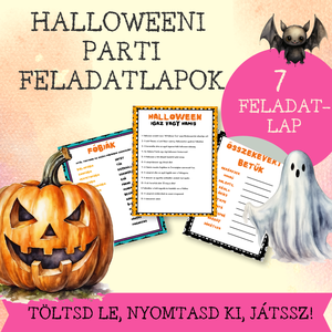 Halloween party feladatlapok, Játék & Sport, Készségfejlesztő és Logikai játék, Logikai játékok, Fotó, grafika, rajz, illusztráció, MESKA