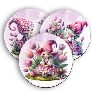 3 db tulipános kör alakú alátét szett (#44), , , MESKA