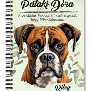 Személyre szabható - Barna Boxer portré mintás A6-os füzet, Otthon & Életmód, Papír, írószer, Jegyzetfüzet & Napló, , MESKA