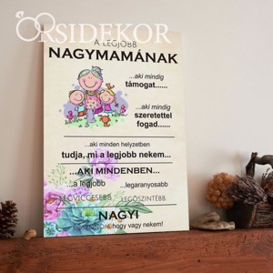 A LEGJOBB NAGYMAMÁNAK Ajándék tábla, Otthon & Életmód, Dekoráció, Kép & Falikép, Táblakép, , MESKA