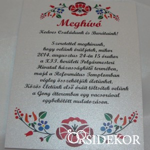 Egylapos esküvői meghívó magyaros mintával - esküvő - meghívó & kártya - meghívó - Meska.hu