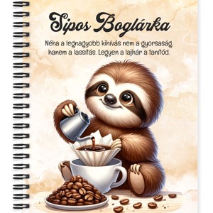Személyre szabható - Kávés lajhár és a filteres kávé mintás A5-ös füzet, Otthon & Életmód, Papír, írószer, Jegyzetfüzet & Napló, , MESKA