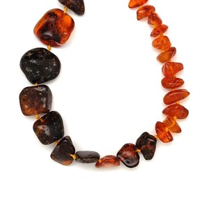 Borostyán splitter növekvő barna dobcsiszolat lánc 50cm, Ékszer, Nyaklánc, , MESKA