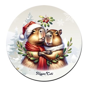 Cuki Karácsonyi capybara pár mintás pohár alátét - Meska.hu