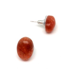 Fülbevaló ovális napkő 12x16mm, Ékszer, Fülbevaló, Pötty fülbevaló, , MESKA