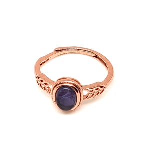 Tanzanit gyűrű áttört 9x8 mm, rozéarany, állítható Merelani Fény - Meska.hu