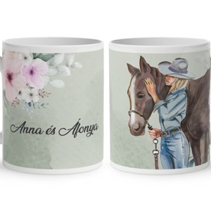 Kérd a neveddel - Meghitt lovas pillanat mintás bögre, Otthon & Életmód, Konyhafelszerelés, tálalás, Tálalás, Bögre & Csésze, , MESKA