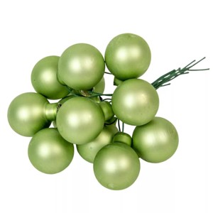 Üveggömb pick 2,5 cm - zöld tea- matt 12 db, Kellékek & szerszámok, Dekorációs kellékek, Üveggömb pick, , MESKA