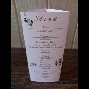 Menüháromszög (greenery) - esküvő - meghívó & kártya - menü - Meska.hu
